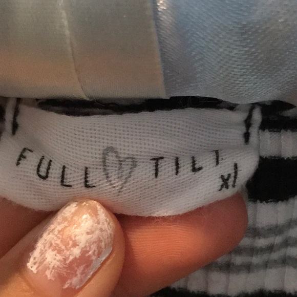 White and Black Stripe Lettuce Edge Girls tee - Picture 3 of 3